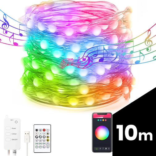 58382B • Smart fényfüzér - USB - 66 RGB LED - 10 m - Bluetooth