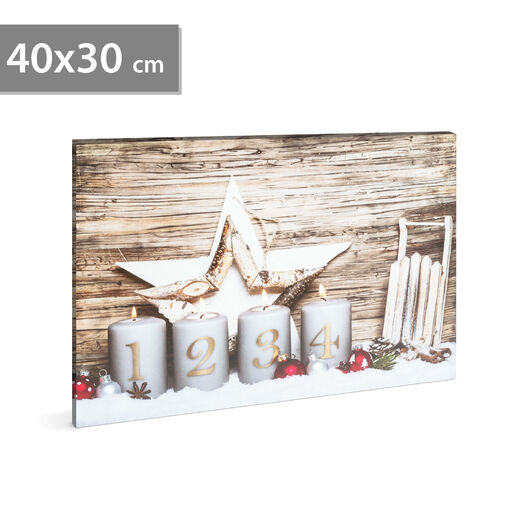 58453B • Karácsonyi LED-es hangulatkép - fali akasztóval, 2 x AA, 40 x 30 cm