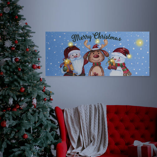 58464 • Karácsonyi LED-es hangulatkép - fali akasztóval, 2 x AA, 70 x 30 cm