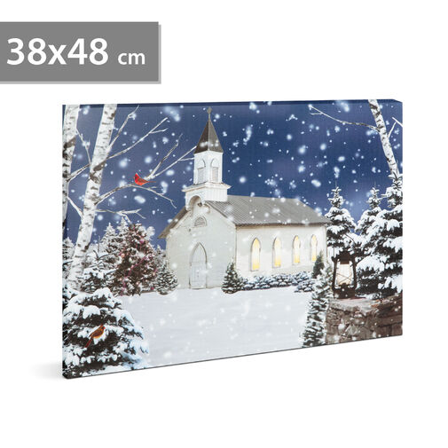 58473 • LED-es fali hangulatkép - téli táj -  2 x AA, 48 x 38 cm