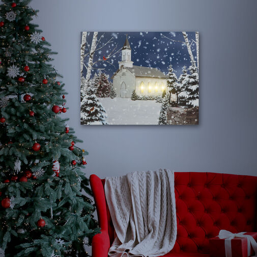 58473 • LED-es fali hangulatkép - téli táj -  2 x AA, 48 x 38 cm