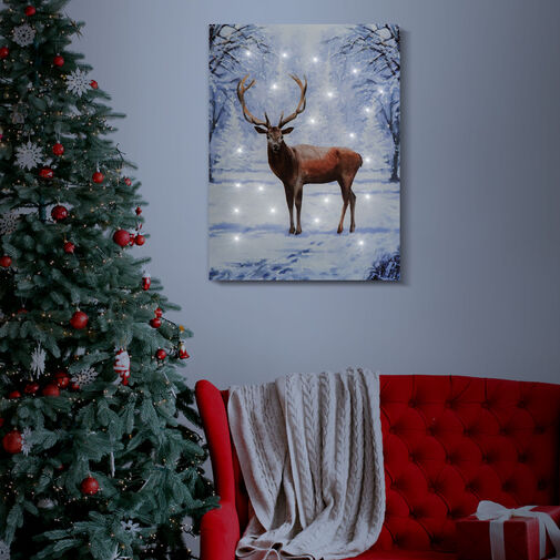 58475 • LED-es fali hangulatkép - rénszarvas -  2 x AA, 30 x 40  cm