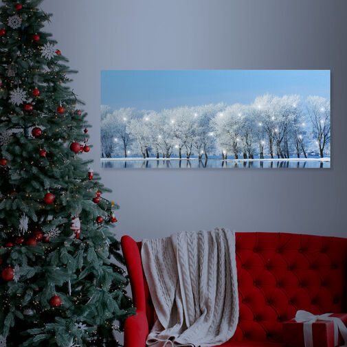 58480A • LED-es fali hangulatkép - téli táj -  2 x AA, 70 x 30 cm