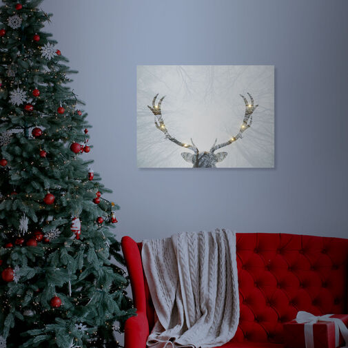 58481A • LED-es fali hangulatkép - rénszarvas -  2 x AA, 40 x 30 cm
