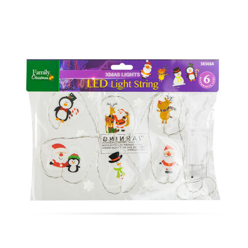 58568A • Karácsonyi LED-es fényfüzér - gél ablakmatrica - 6 LED - 2 x AA