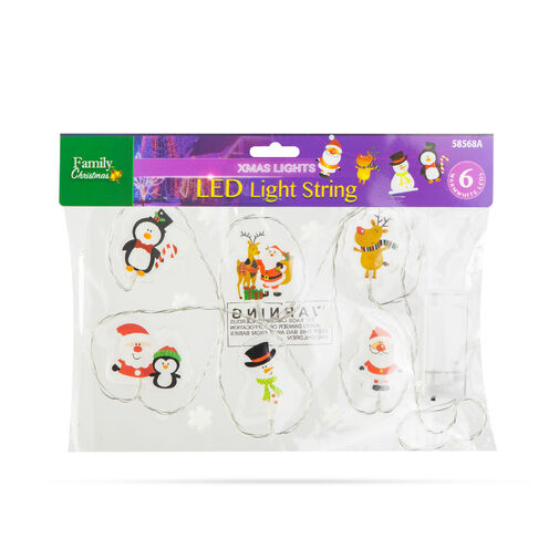 58568B • Karácsonyi LED-es fényfüzér - gél ablakmatrica - 6 LED - 2 x AA