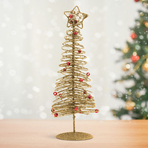 58622B • Karácsonyi, glitteres, fém karácsonyfa - 28 cm - arany