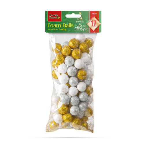 58644 • Karácsonyi gömb dísz - glitteres, polifoam golyók - 20 mm - 2 féle - 17 g / csomag