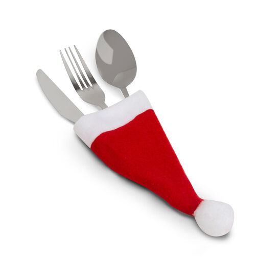 58723 • Karácsonyi evőeszköz dekor - mikulássapka - 17 cm - 3 féle - 6 db / csomag