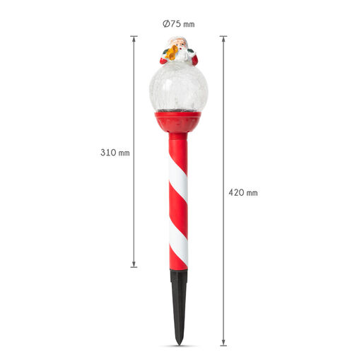 58764 • LED-es szolár lámpa - mikulás, üveggömb kristály - 42 x ø7,5 cm