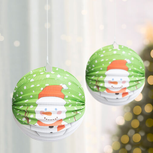 58765B • Karácsonyi lampion - Hóember mintával - 25 cm