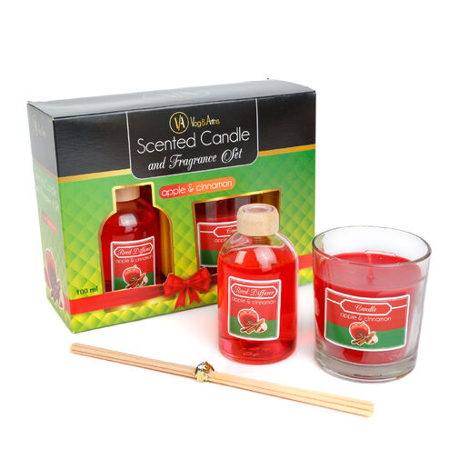 58800A • Illatgyertya és illatosító szett - alma & fahéj - 120 g + 100 ml