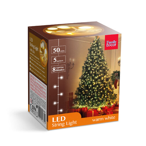 58900A • Fényfüzér - 50 db LED - melegfehér - hálózati - 5 m - 8 program