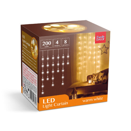 58901A • Fényfüggöny - 200 db LED - melegfehér - hálózati - IP44 - 4,2 m - 8 program