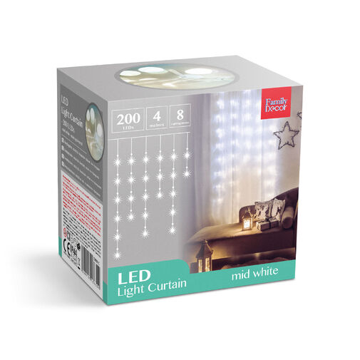 58901C • Fényfüggöny - 200 db LED - középfehér - hálózati - IP44 - 4,2 m - 8 program