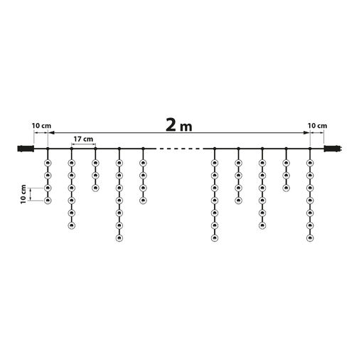 58902C • Fényfüggöny - 100 db LED - középfehér - hálózati - IP44 - 2,2 m - 8 program