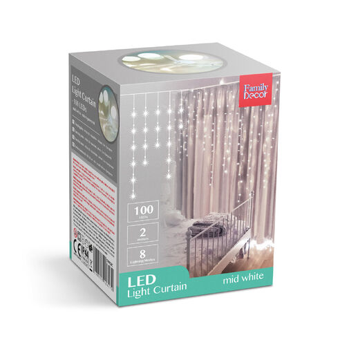 58902C • Fényfüggöny - 100 db LED - középfehér - hálózati - IP44 - 2,2 m - 8 program