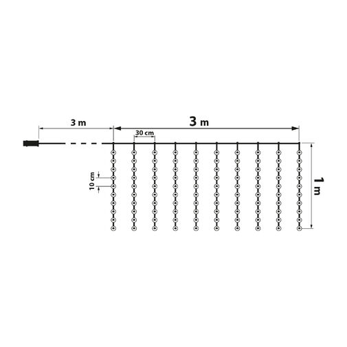 58904A • Fényfüggöny - 100 db melegfehér microLED-del - 3 x 1 m - 230V - távirányítós
