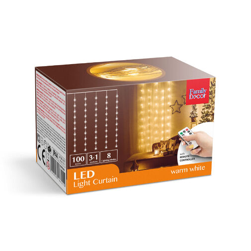 58904A • Fényfüggöny - 100 db melegfehér microLED-del - 3 x 1 m - 230V - távirányítós