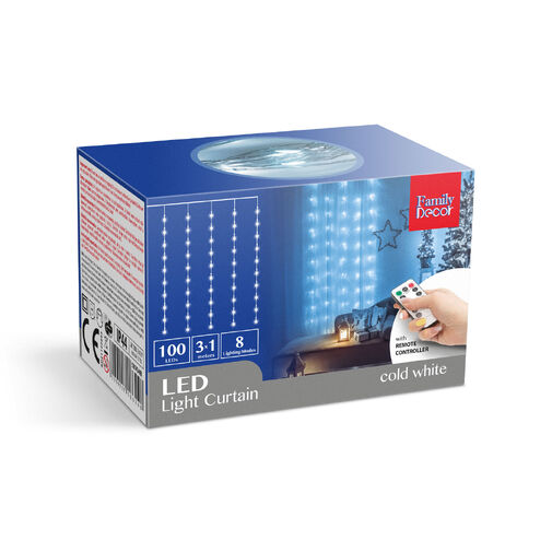58904B • Fényfüggöny - 100 db hidegfehér microLED-del - 3 x 1 m - 230V - távirányítós
