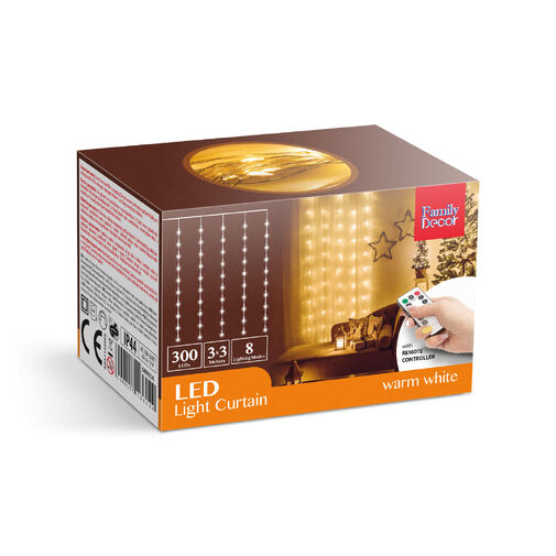 58905A • Fényfüggöny - 300 db melegfehér microLED-del - 3 x 3 m - 230V - távirányítós