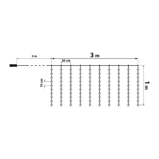 58906A • Fényfüggöny - 100 db melegfehér LED-del - 3 x 1 m - 230V - távirányítós