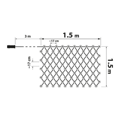 58908A • LED-es fényháló - 100 db melegfehér LED-del - 1,5 x 1,5 m - 230V - távirányítós