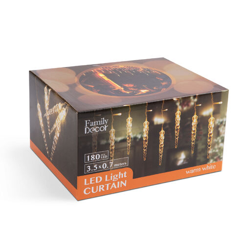 58915 • LED-es fényfüggöny - jégcsappal - 3,5 x 0,7 m - 180 melegfehér LED - IP44