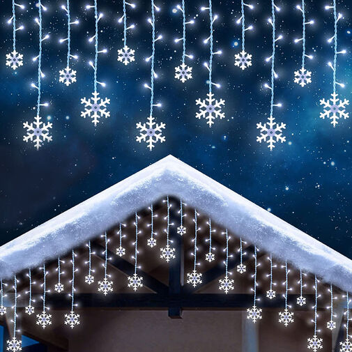 58916 • LED-es fényfüggöny - hópehely - 3 x 0,75 m - 224 hidegfehér LED - IP44