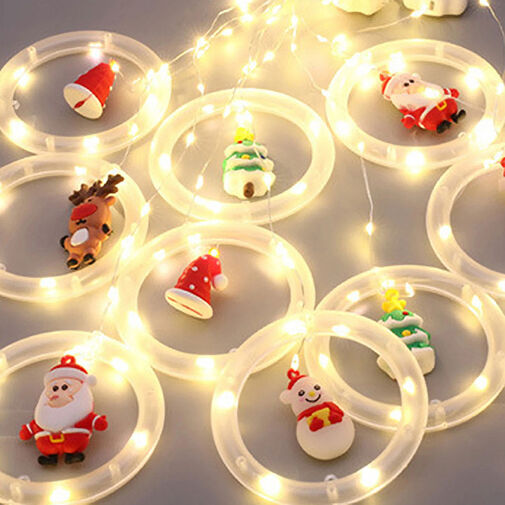 58918 • LED-es fényfüggöny - mikulás - 1,8 x 0,5 m - 125 melegfehér LED