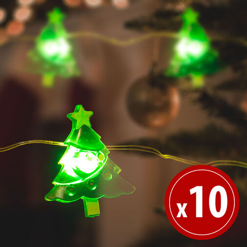 58922 • LED fényfüzér - karácsonyfa - 10 LED - 1,2 méter - melegfehér - 2 x AA