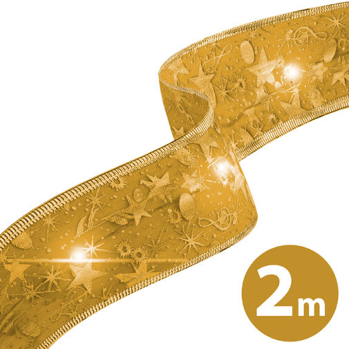 58933B • Karácsonyi LED-es szalag - arany - 2 m x 5 cm - 2 x AA