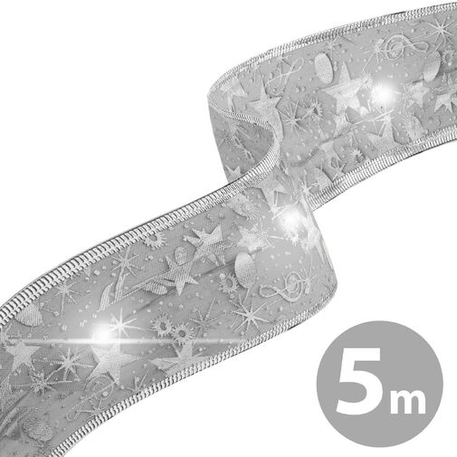 58933L • Karácsonyi LED-es szalag - ezüst - 5 m x 5 cm - 50 LED - USB