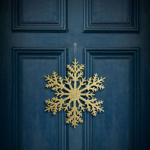 59704A • Karácsonyi dekoráció - jégkristály - glitteres arany - akasztható - 31 cm