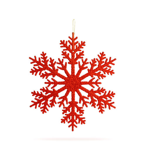 59704C • Karácsonyi dekoráció - jégkristály - glitteres piros - akasztható - 31 cm