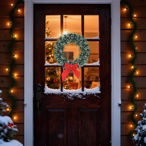 59711 • Karácsonyi ajtódísz / kopogtató - koszorú masnival - 27 cm