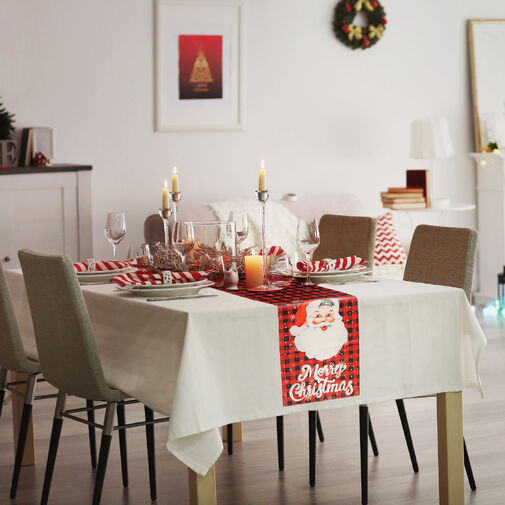 59732A • Karácsonyi dekoráció - asztalterítő futó - Mikulás - 183 x 33 cm