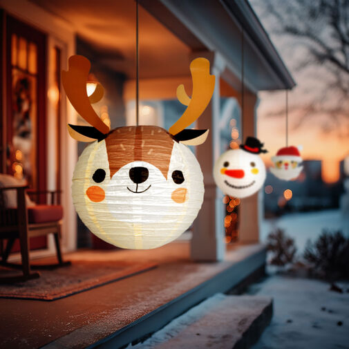 59739C • Karácsonyi lampion - rénszarvas - papír - 30 cm