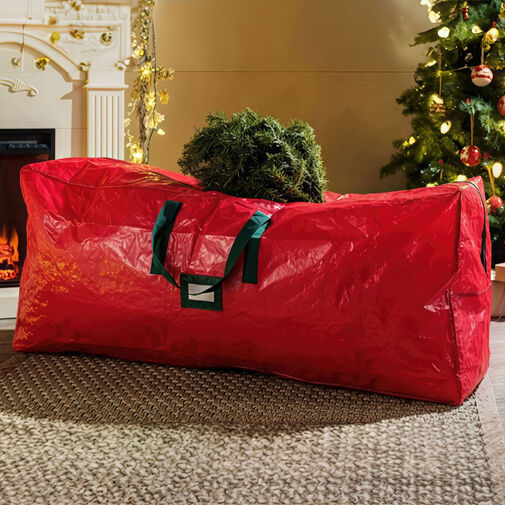 59744 • Műfenyő tároló táska - szőtt PVC - piros - 165 x 38 x 76 cm