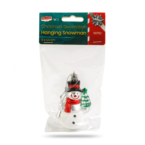 59753 • Karácsonyi dekoráció - hóember - akasztható - műanyag - 9 x 5,5 cm