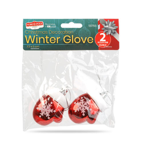 59755 • Karácsonyi dekoráció - téli kesztyű - 7,2 x 5 cm - 2 db / csomag