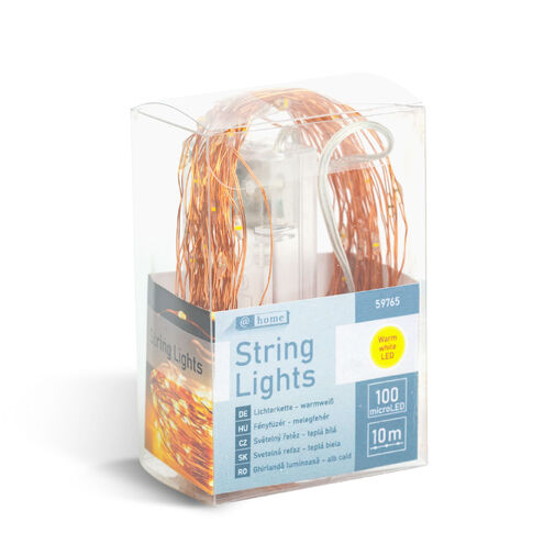 59765 • Fényfüzér - melegfehér - 100 x microLED - 10 m - 2 x AA