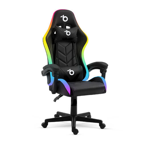 BMD1115BK • RGB LED-es gamer szék - karfával, párnával - fekete