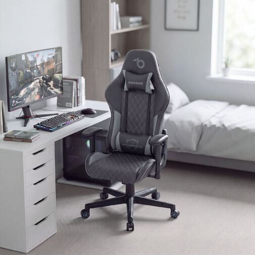 BMD1124GY • TItanForce gamer szék párnával - fekete/szürke - 122 x 65 x 53 cm