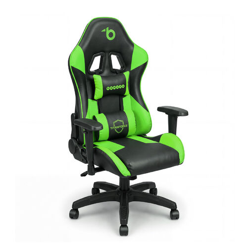 BMD1126GR • Gamer szék - fejtámlával, deréktámasszal - zöld - 72 x 52 cm / 50 x 44 cm