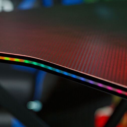 BMD1127BK • Gamer asztal - 120 x 60 x 75 cm - RGB LED, USB, pohártartó, fejhallgató tartó, 15 mm MDF - fekete