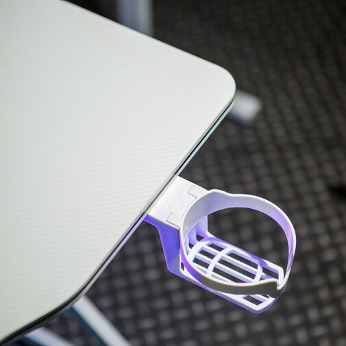 BMD1127WH • Gamer asztal - 120 x 60 x 75 cm - RGB LED, USB, pohártartó, fejhallgató tartó, 15 mm MDF - fehér