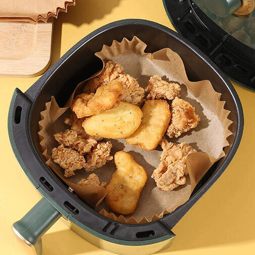 BW1020B • Air fryer sütőpapír - olaj nélküli sütőhöz - négyzet - 23 cm - 50 db / csomag