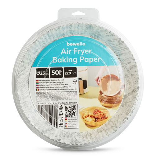 BW1033B • Air fryer sütőpapír - olaj nélküli sütőhöz - mintás, kör - 23 cm - 50 db / csomag
