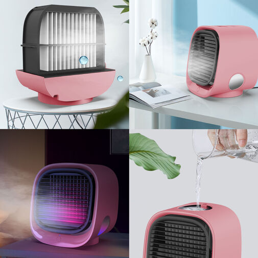 BW2009PK • Hordozható mini léghűtő ventilátor - USB - rózsaszín